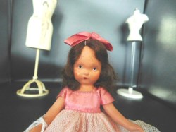5.5" BRUNETTE BISQUE NANCY ANN STORYBOOK ORIGINAL PINK SATIN DRESS FLOWER GIRL BRIDESMAID OR BRIDE CHOICE